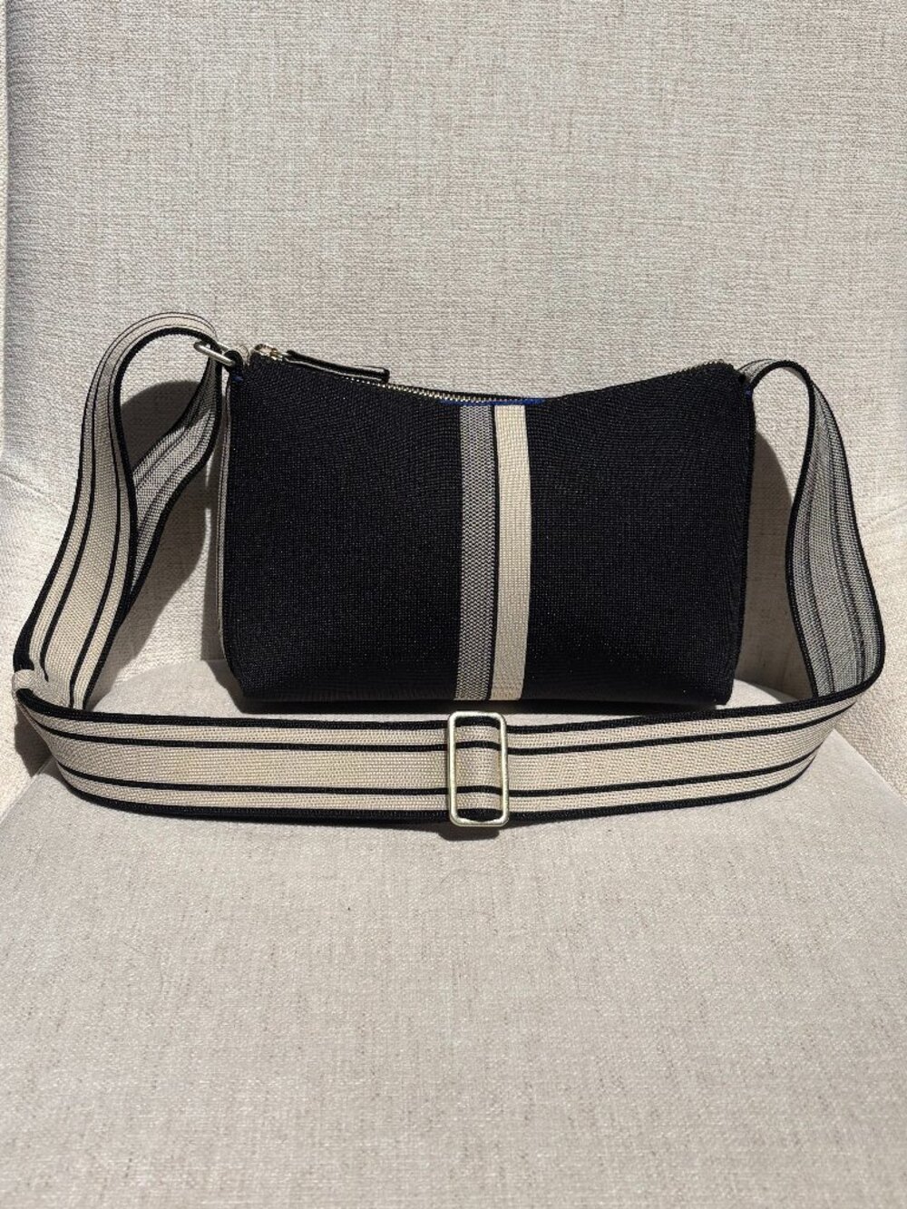 Rothy’s The Casual Crossbody Bag - Black & Ivory Stripe (Like New / Used Once) - Picture 10 of 11